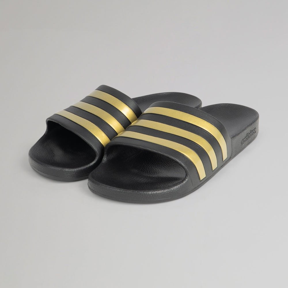 adidas Black and Gold Sliders