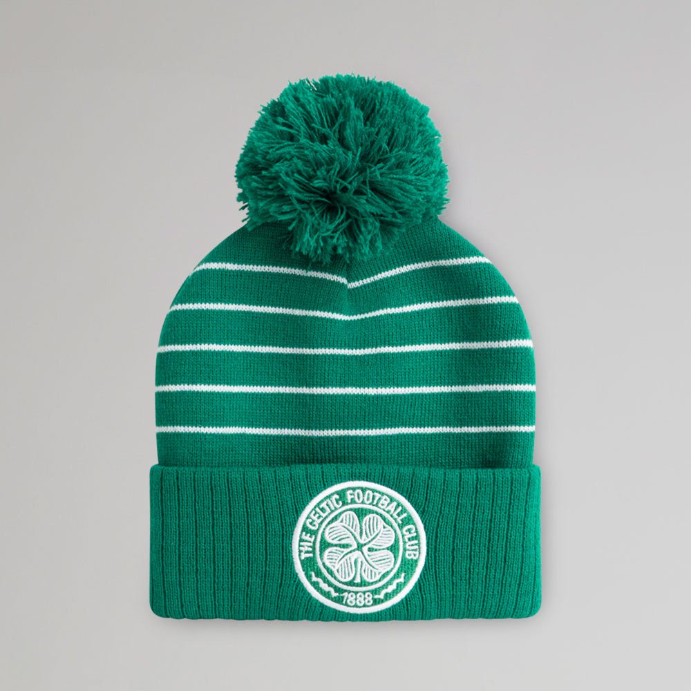 Celtic Junior Green and White Pom Pom Beanie