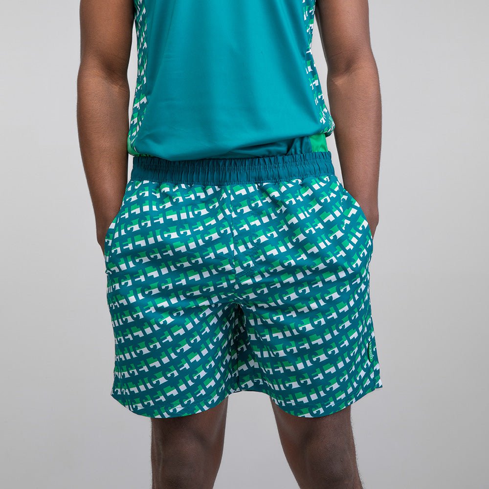 Celtic Text Pattern Swim Shorts