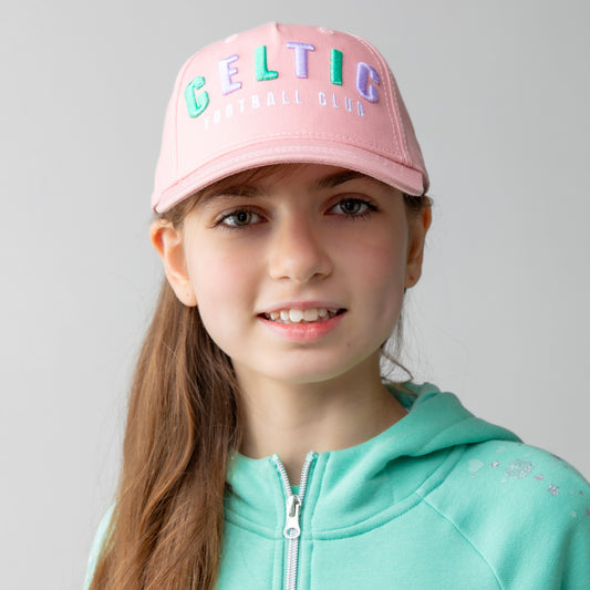 Celtic Junior-Kappe mit rosa Text