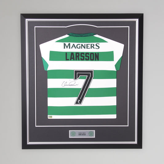 Celtic Henrik Larsson Signed Framed Shirt