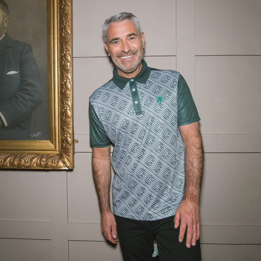 Celtic Clover Green Print Polo Shirt