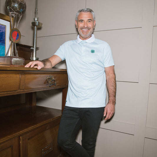 Celtic Clover White Print Polo Shirt