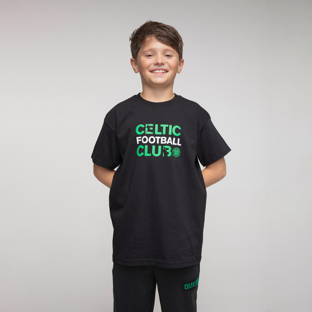 Celtic Football Club Junior-T-Shirt mit Text, schwarz