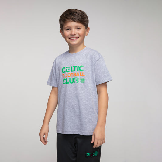 Celtic Football Club Junior-T-Shirt mit Text, Grau