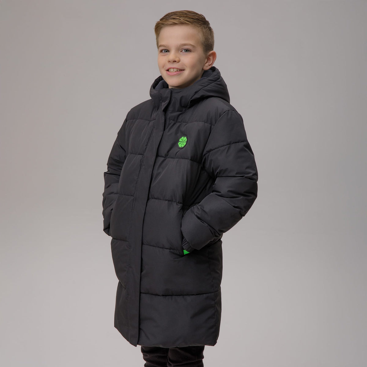 Celtic Junior Long Padded Black Jacket