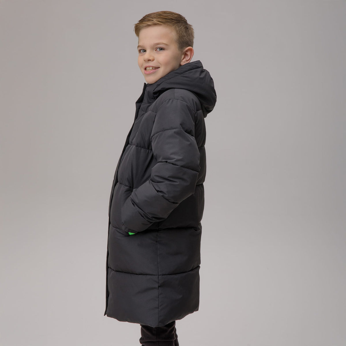 Celtic Junior Long Padded Black Jacket