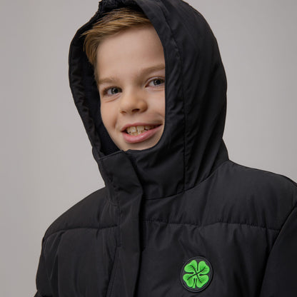 Celtic Junior Long Padded Black Jacket