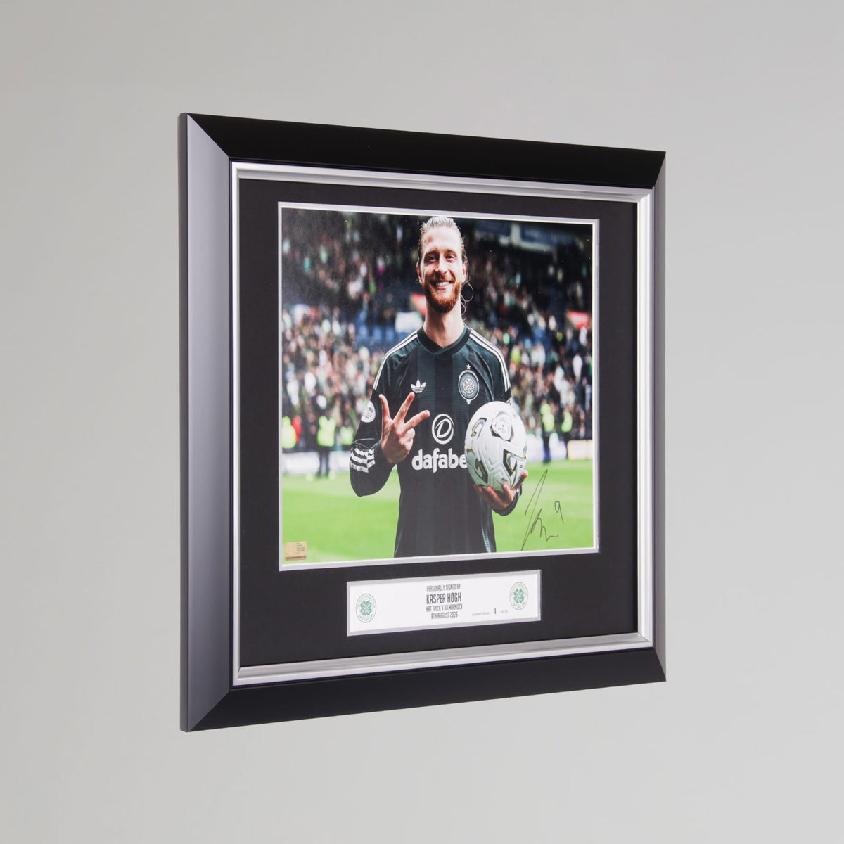 Celtic 2026/27 Kasper Hogh Hat-trick Signed Framed Print