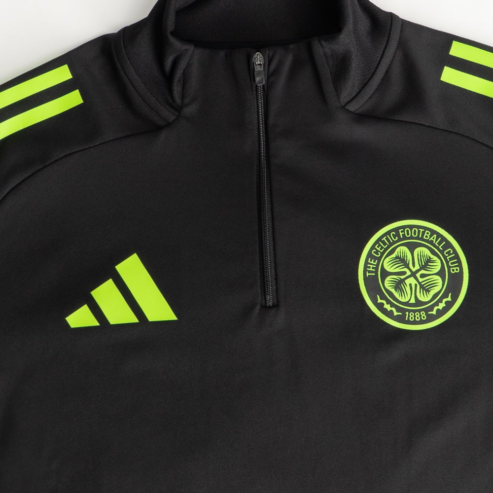 adidas Celtic Junior 2025/26 Black and Neon Green Training Top