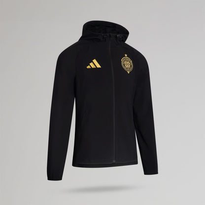 adidas Celtic Tiro Travel Black Full Zip Hooded Windbreaker
