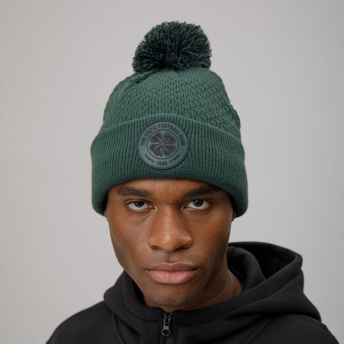 Celtic Adult Crest Waffle TriColour Pom Beanie