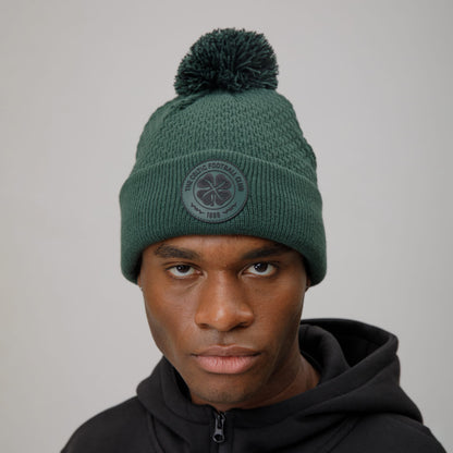 Celtic Adult Crest Waffle TriColour Pom Beanie