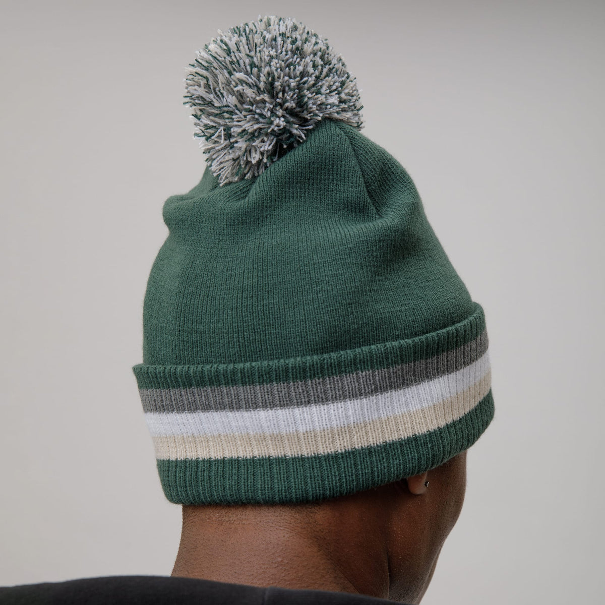 Celtic Adult Dark Green Clover Pom Beanie