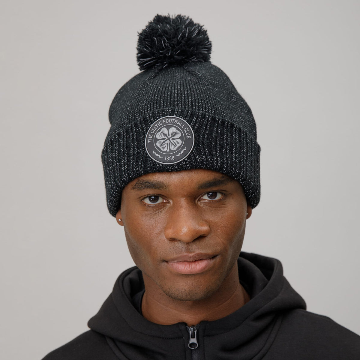 Celtic Adult Reflective Black Pom Beanie