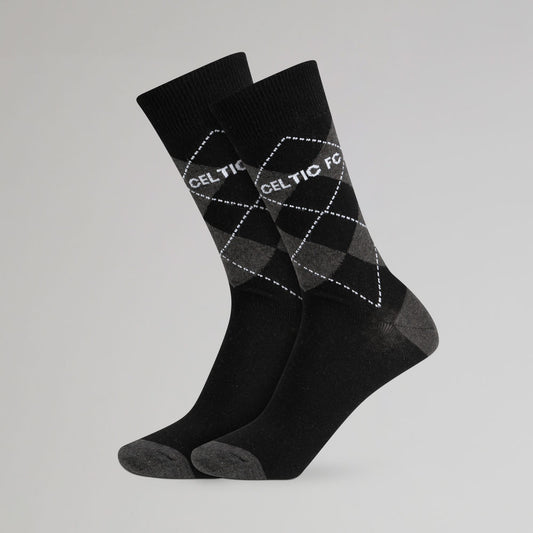 Celtic Argyle Print Black Socks