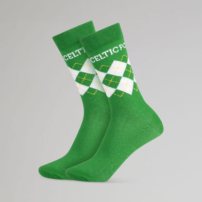 Celtic Argyle Print Green Socks