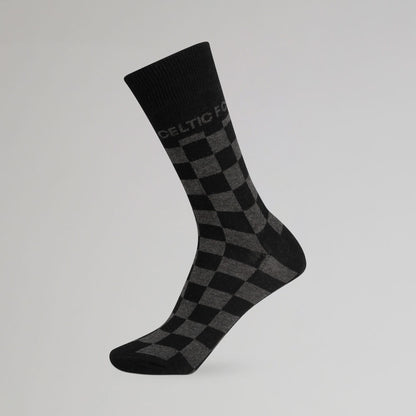Celtic Checkerboard Print Black Socks