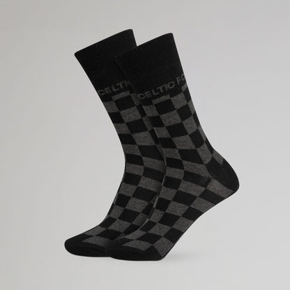 Celtic Checkerboard Print Black Socks