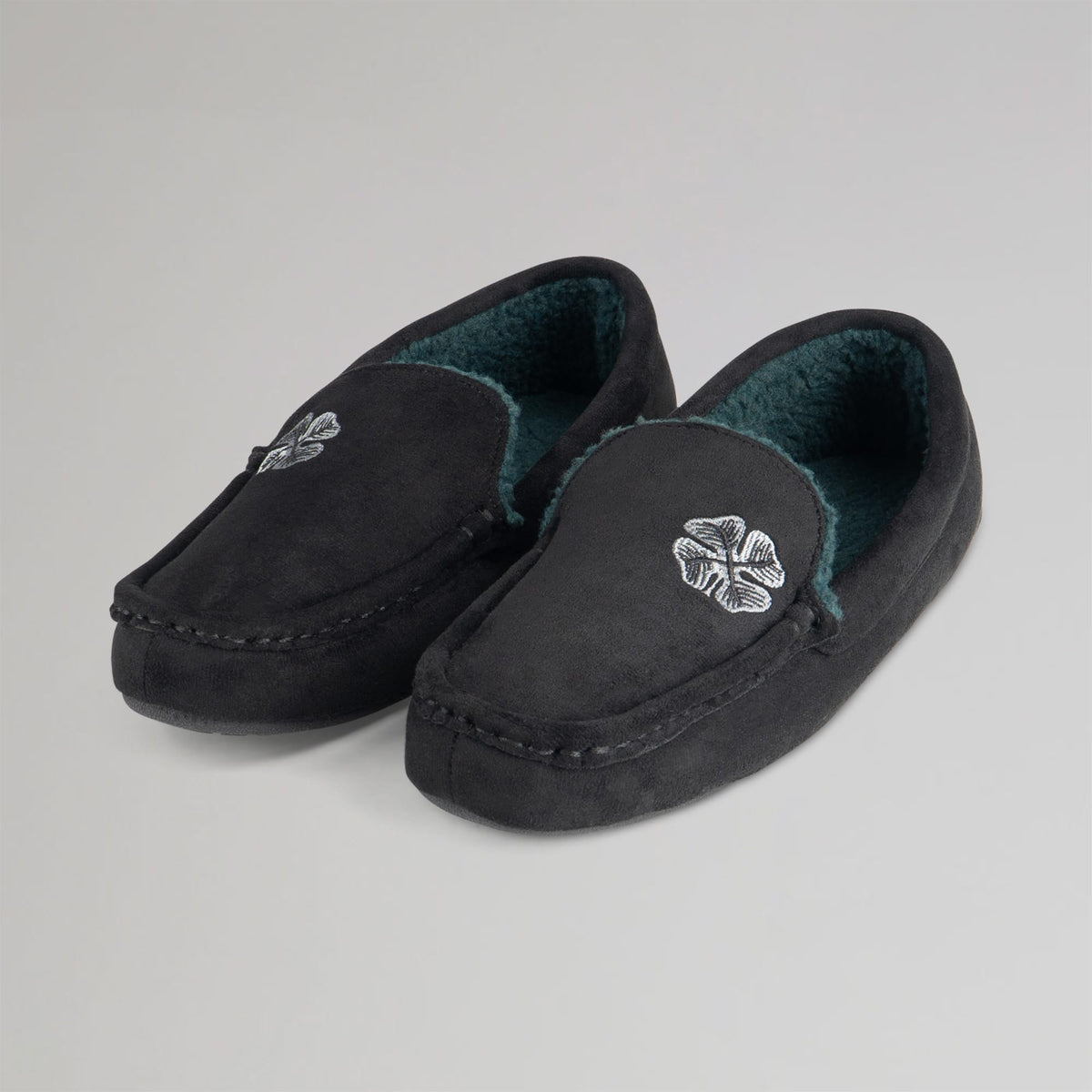 Celtic Clover Men's Black Moccasin Slippers
