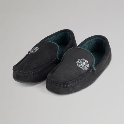 Celtic Clover Men's Black Moccasin Slippers