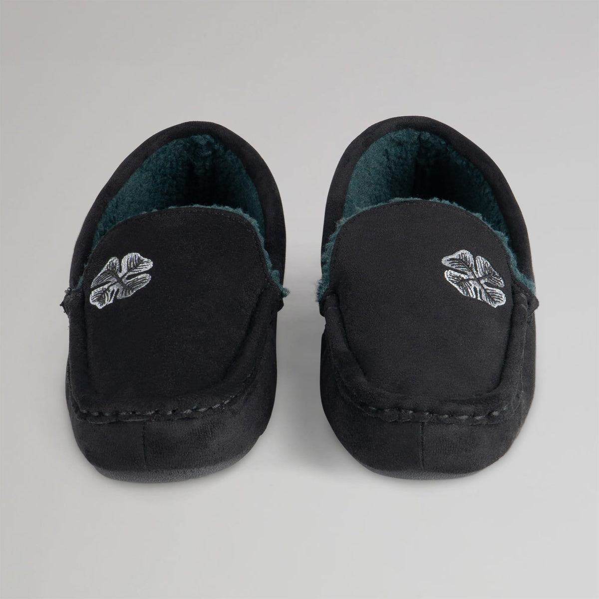 Celtic Clover Men's Black Moccasin Slippers