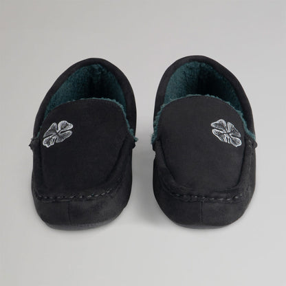 Celtic Clover Men's Black Moccasin Slippers