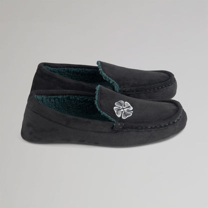 Celtic Clover Men's Black Moccasin Slippers