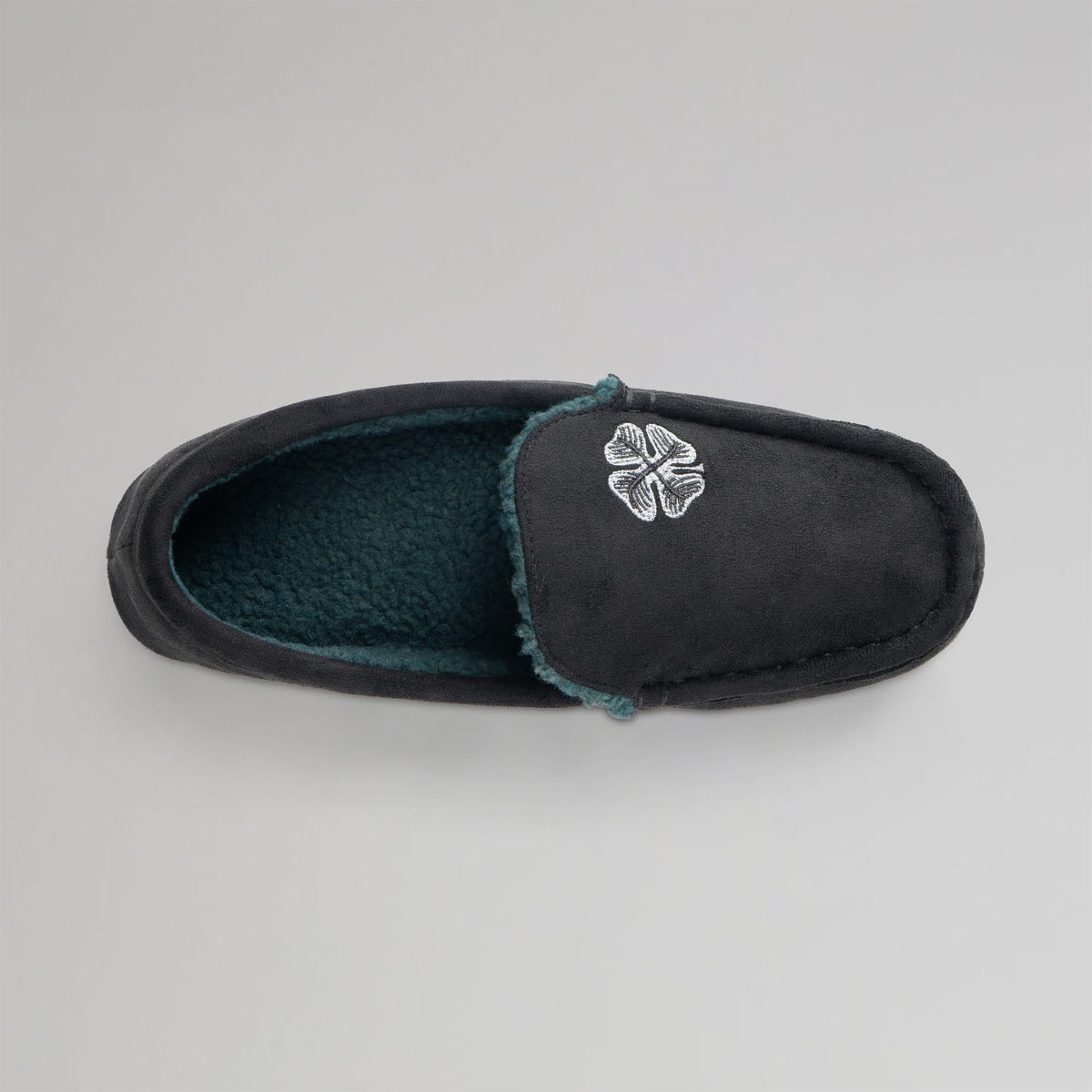 Celtic Clover Men's Black Moccasin Slippers