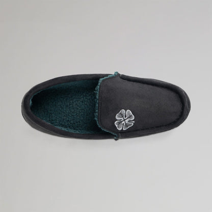 Celtic Clover Men's Black Moccasin Slippers