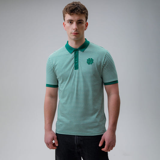 Celtic Clover Men's Geometric Print Polo Shirt