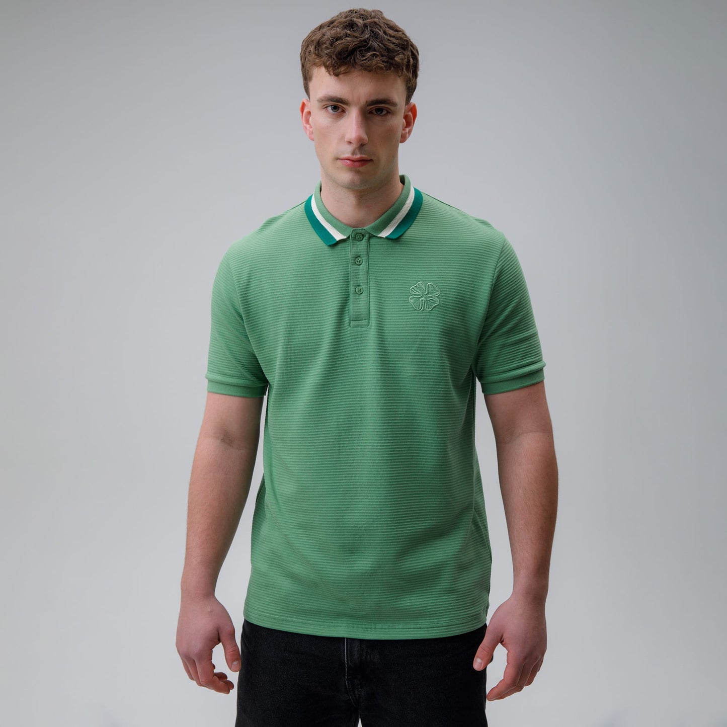 Celtic Clover Men's Ripple Green Polo Shirt