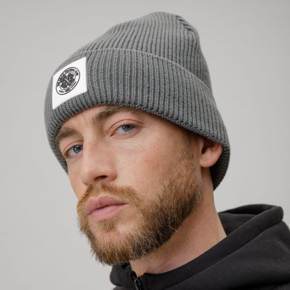 Celtic Crest Adult Ribbed Knit Grey Beanie