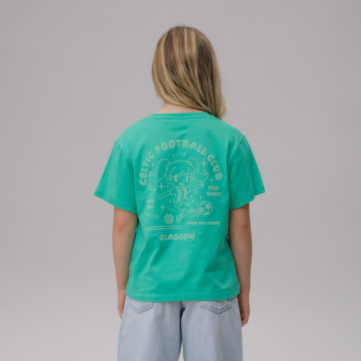 Celtic Crest Junior Anime Print Green T-Shirt