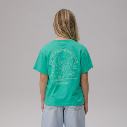 Celtic Crest Junior Anime Print Green T-Shirt