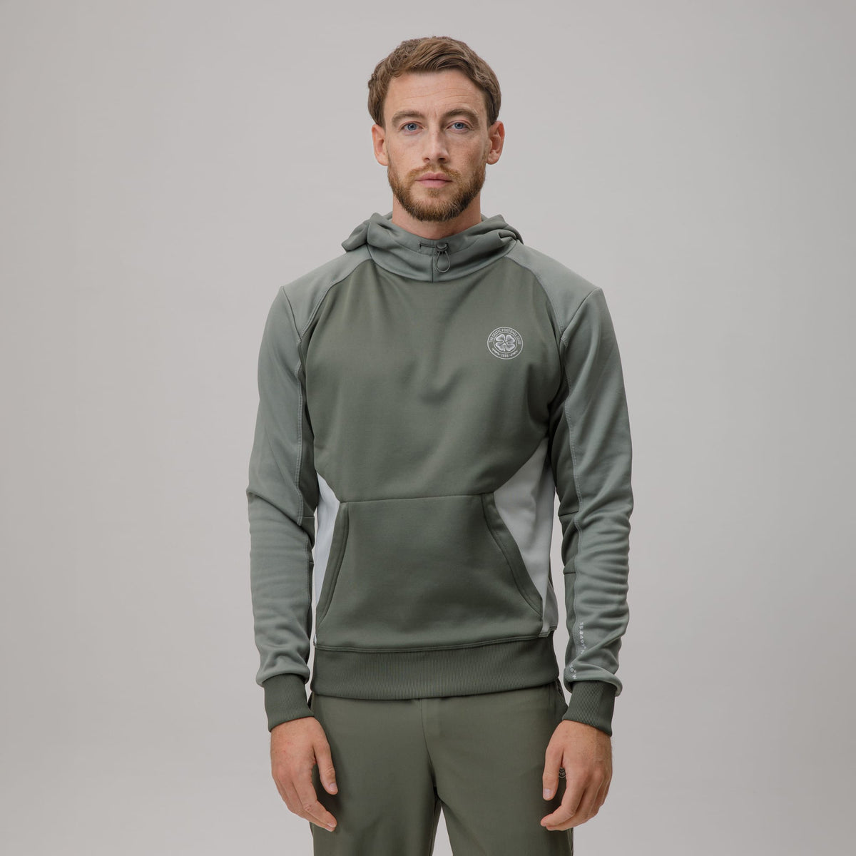 Celtic Crest Men's Sage Panel Hoodie