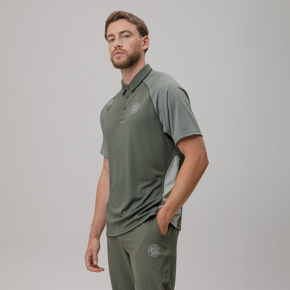 Celtic Crest Men's Sage Panel Polo Shirt