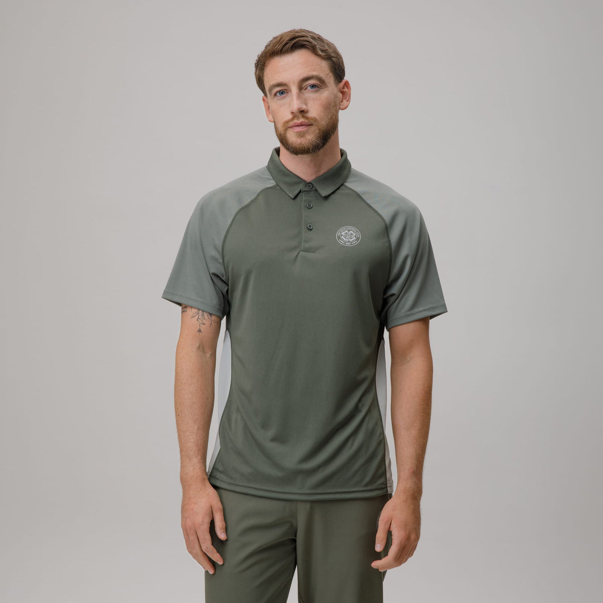 Celtic Crest Men's Sage Panel Polo Shirt