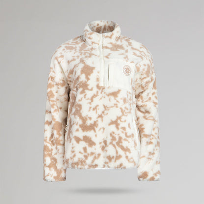 Celtic Crest Women's White Beige Print Quarter Zip Fleece