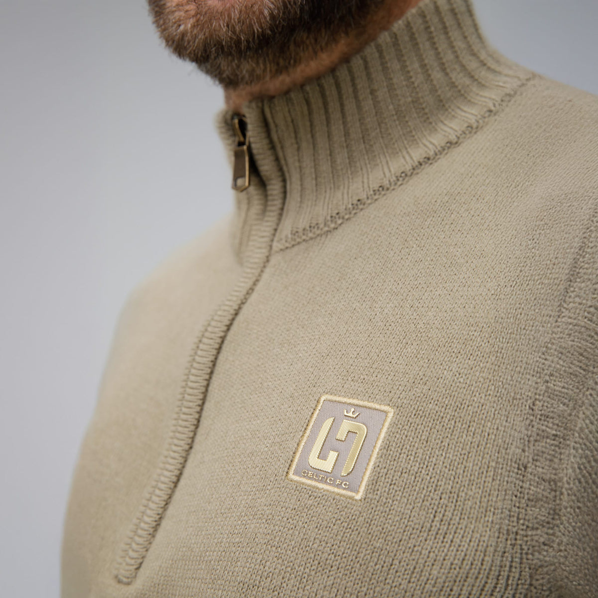 Celtic Henrik Larsson Men's Khaki Quarter Zip
