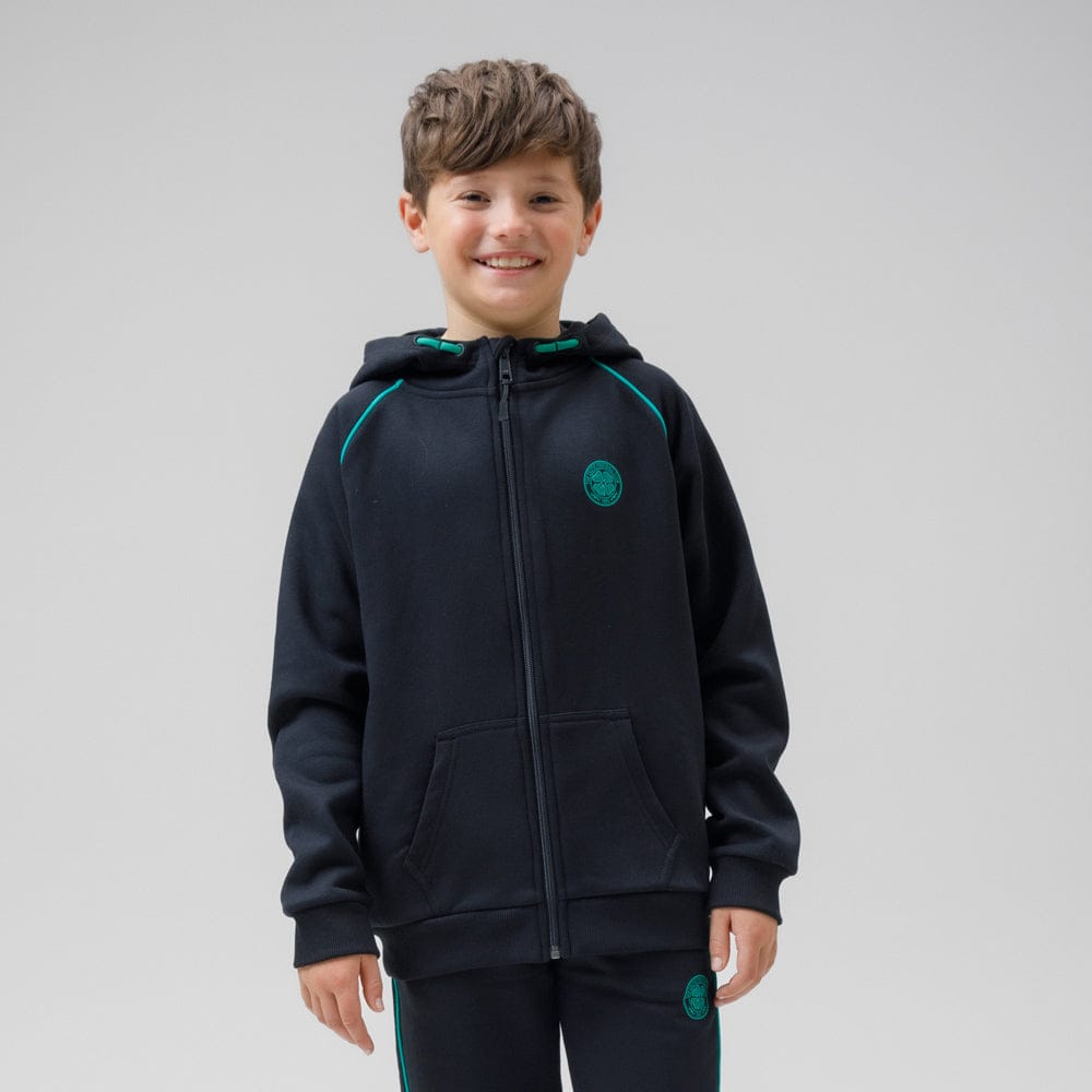 Celtic Junior Black Front Zip Hoodie