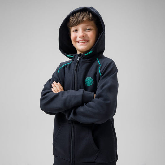 Celtic Junior Black Front Zip Hoodie