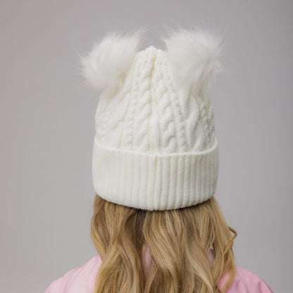 Celtic Junior Cream Double Pom Beanie