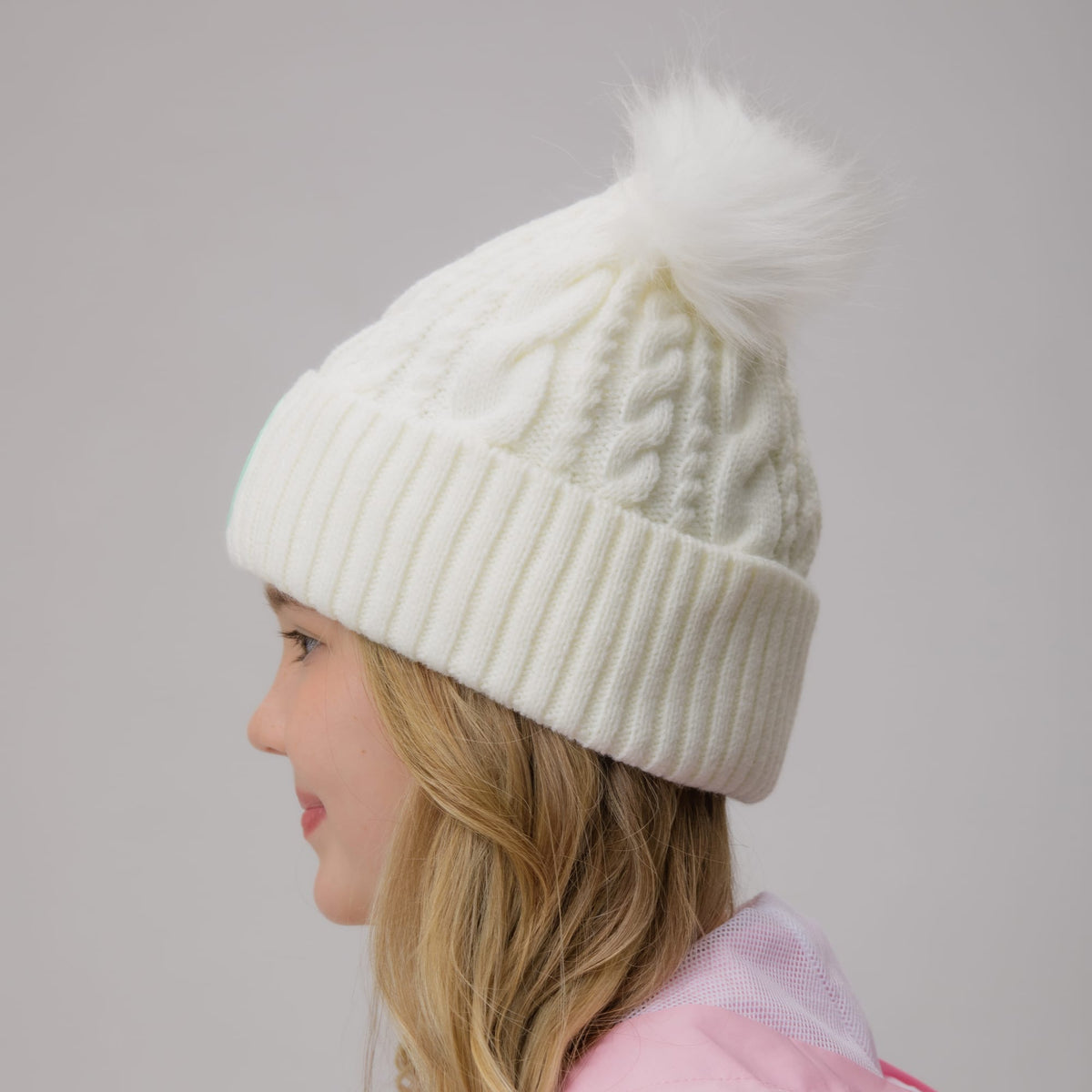 Celtic Junior Cream Double Pom Beanie