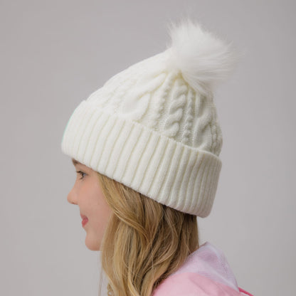 Celtic Junior Cream Double Pom Beanie