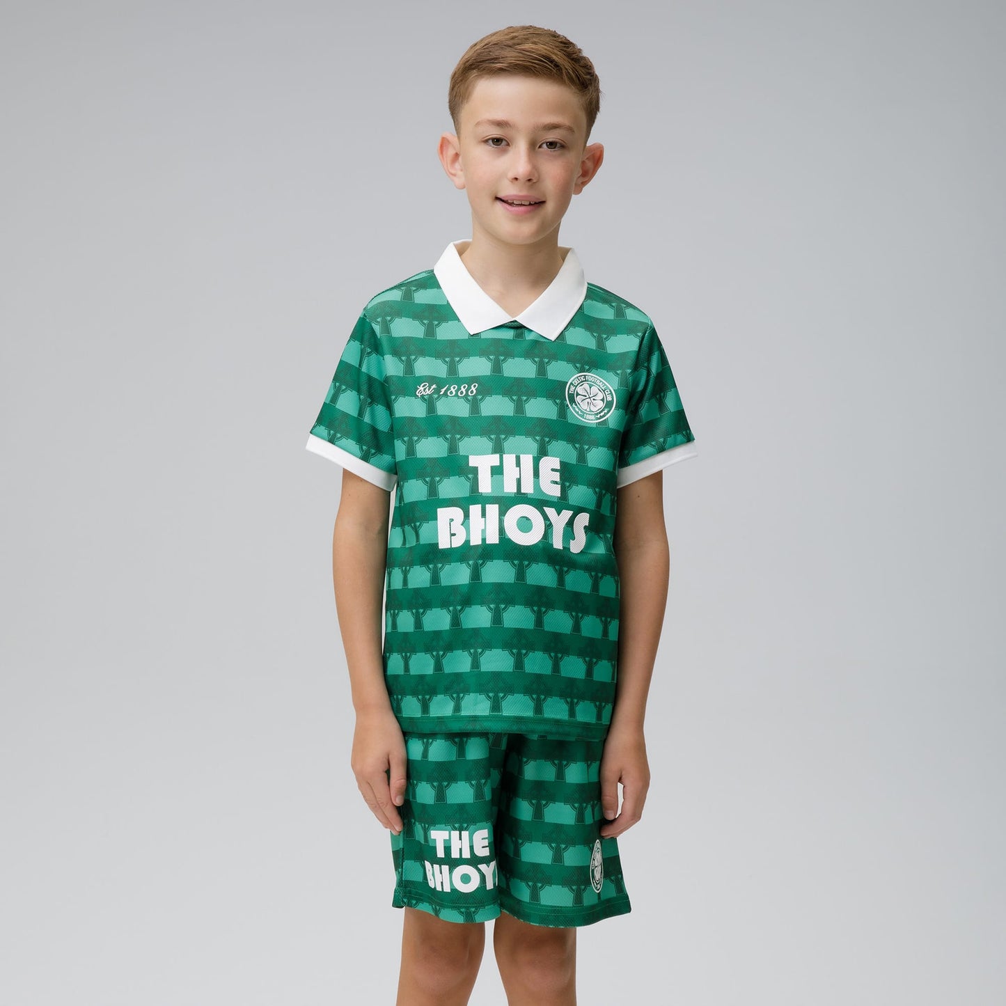 Celtic Junior Cross Print Green Jersey