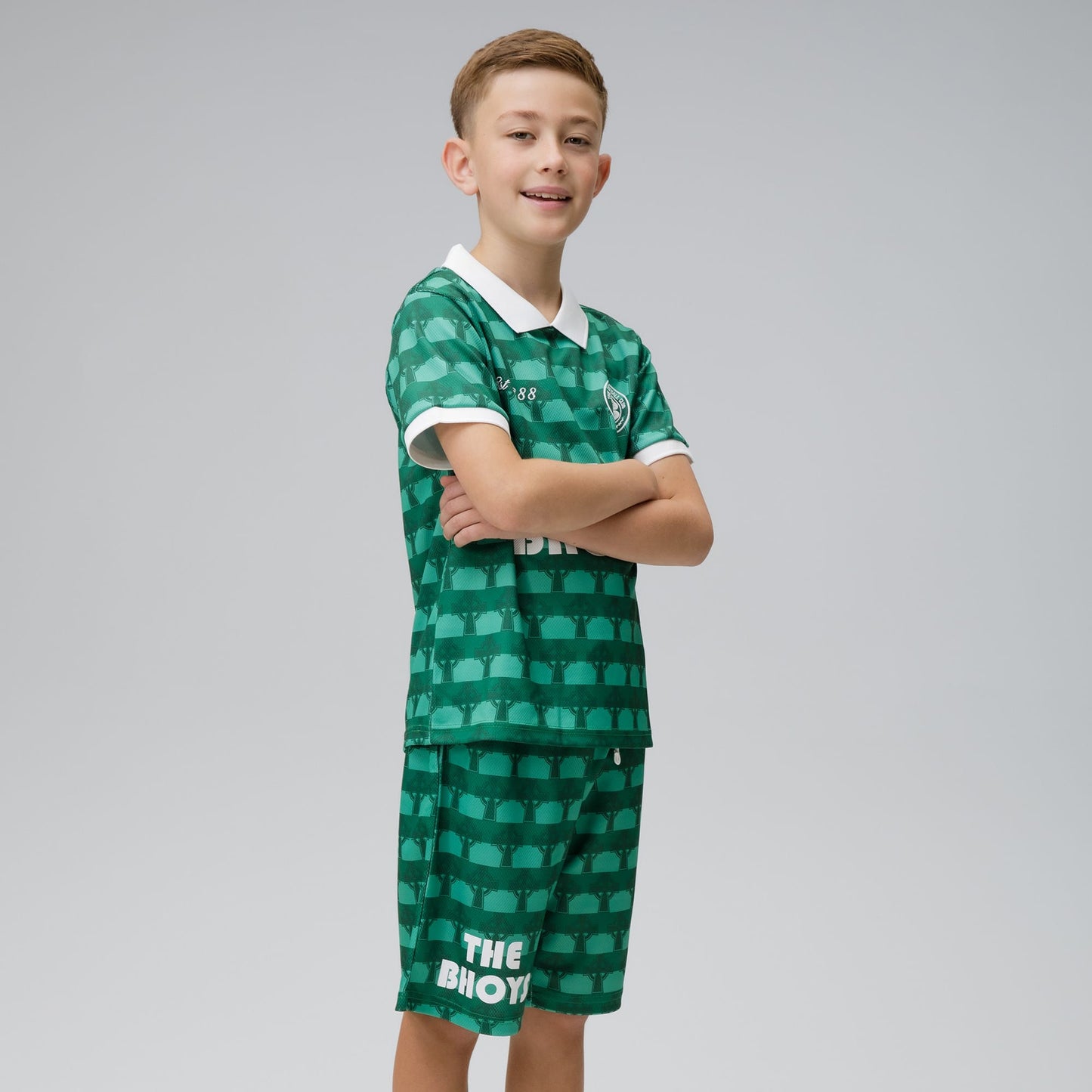 Celtic Junior Cross Print Green Shorts
