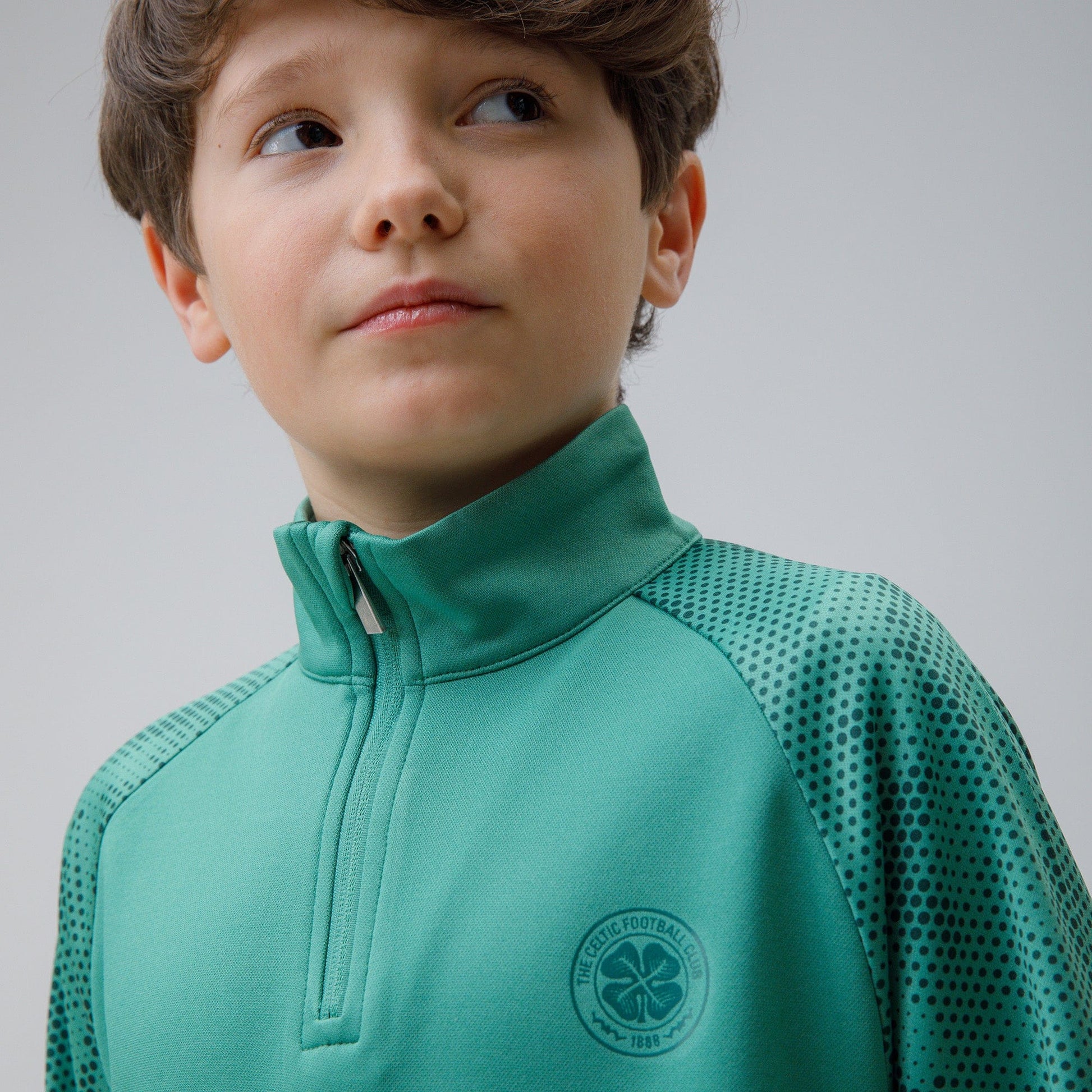 Celtic Junior Dot Print Green Quarter Zip