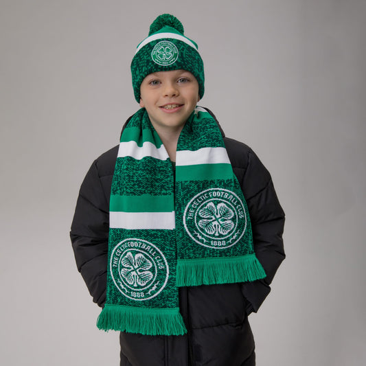 Celtic Junior Green Hat and Scarf Set