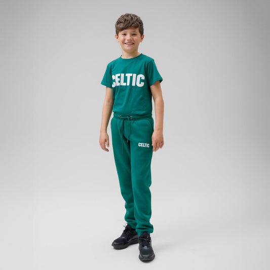 Celtic Junior Green Text Joggers